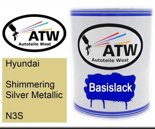 Hyundai, Shimmering Silver Metallic, N3S: 1L Lackdose, von ATW Autoteile West.